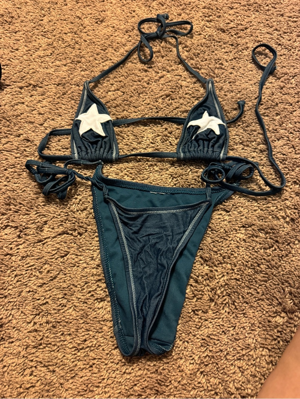 Women’s Star Patch Navy Triangle Bikini Set